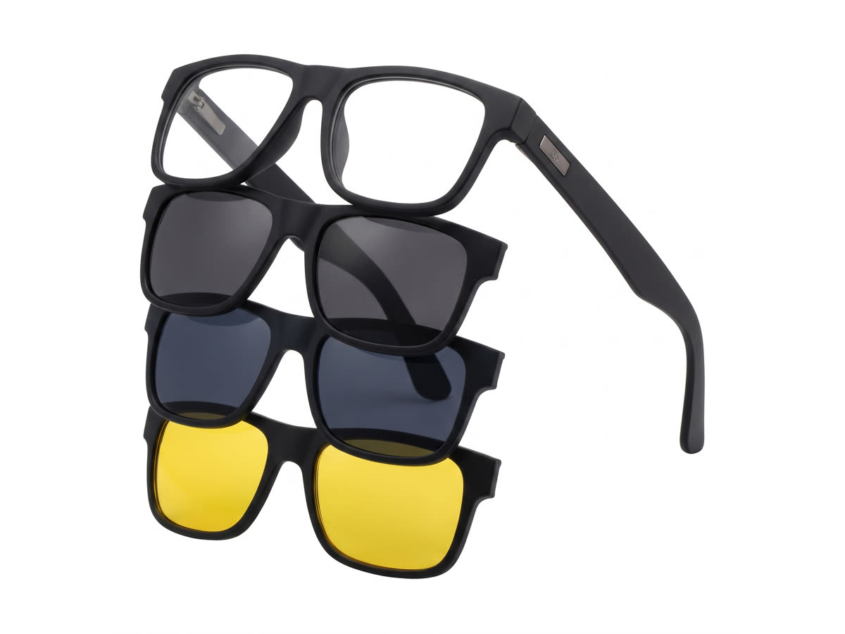 Coco Man 4-in-1 Magnetic Clip-On Set — Matte Black — Specialized Frames in Matte Black