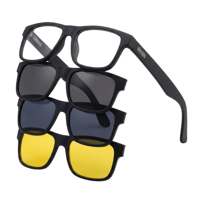 Coco Man 4-in-1 Magnetic Clip-On Set — Matte Black — Specialized Frames in Matte Black