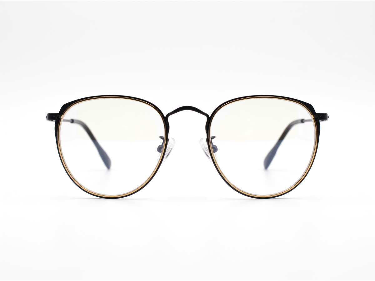 Women's Slim Round Metal Frame — Matte Black + Sunset Gold — Eyeglasses in Matte Black + Sunset Gold, Metal