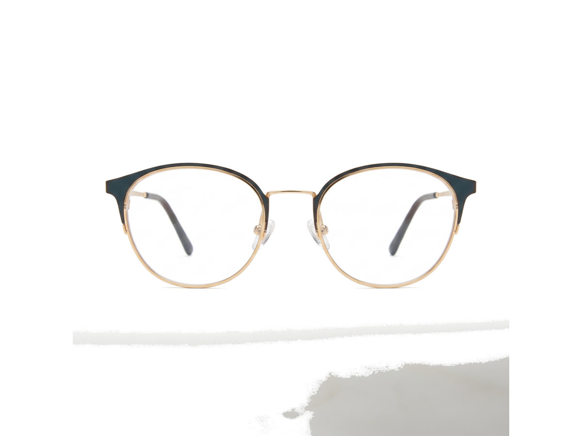 Women's Slim Round Metal Frame — Sunset Gold + Teal Brown — Eyeglasses in Sunset Gold + Teal Brown