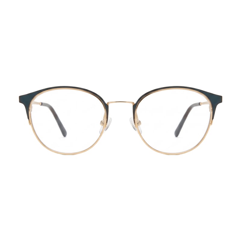 Women's Slim Round Metal Frame — Sunset Gold + Teal Brown — Eyeglasses in Sunset Gold + Teal Brown