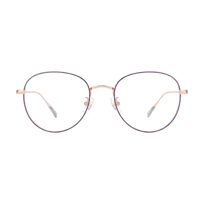 Women's Slim Round Metal Frame — Purple + Rose Gold — Eyeglasses in Purple + Rose Gold