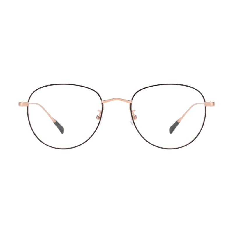 Women's Slim Round Metal Frame — Rose + Dark Black — Eyeglasses in Rose + Dark Black