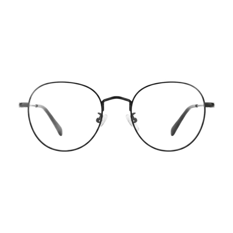 Women's Slim Round Metal Frame — Dark Black — Eyeglasses in Dark Black