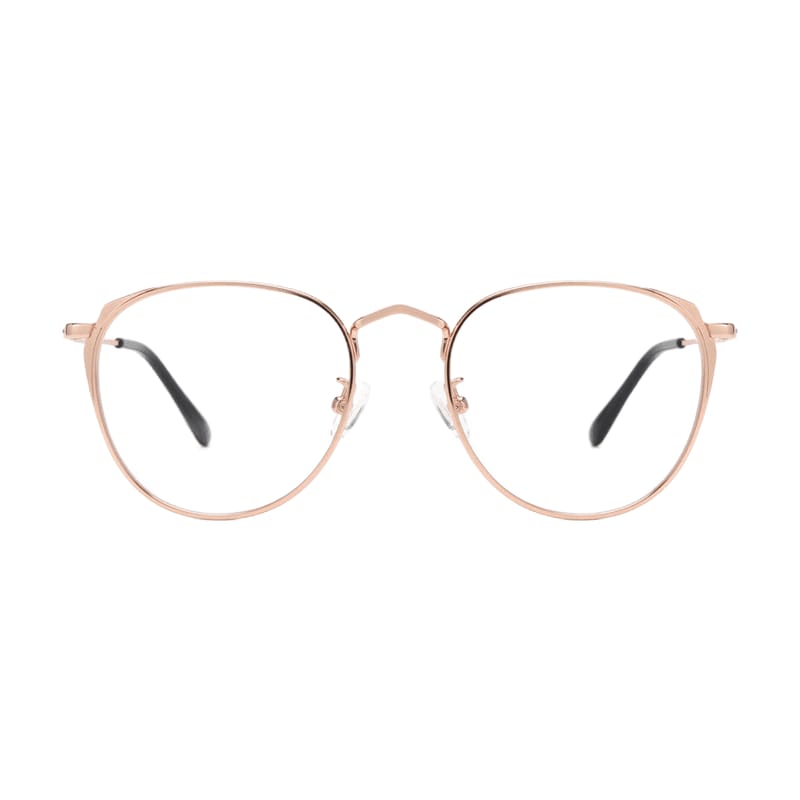 Women's Slim Round Metal Frame — Rose Gold + Piano Black — Eyeglasses in Rose Gold + Piano Black