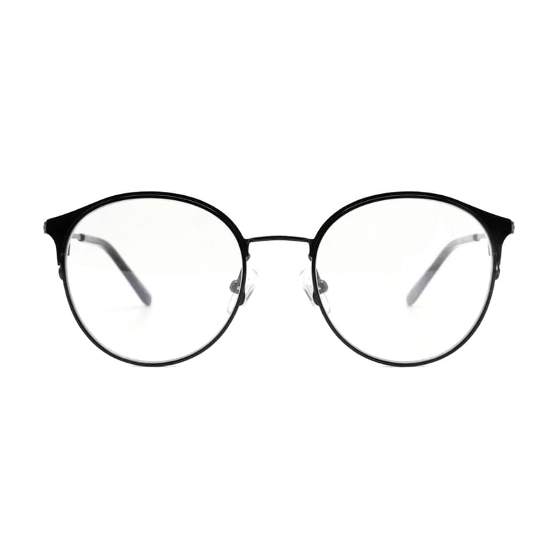 Women's Slim Round Metal Frame — Shiny Black — Eyeglasses in Shiny Black