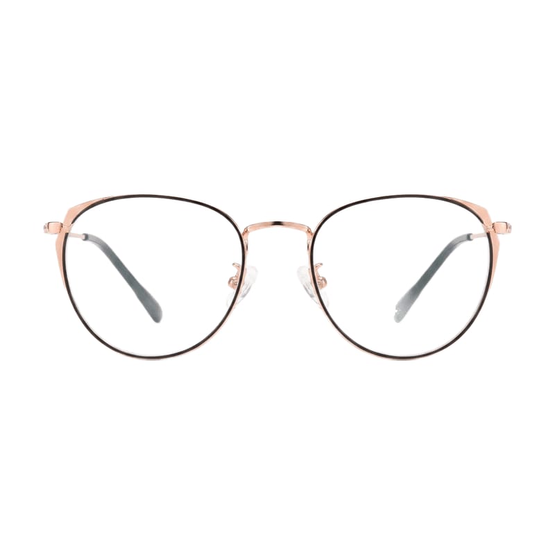 Women's Slim Round Metal Frame — Rose Gold + Gloss Black — Eyeglasses in Rose Gold + Gloss Black