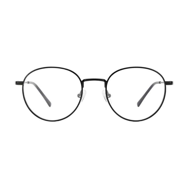 Women's Slim Round Metal Frame — Chrome + Black — Eyeglasses in Chrome + Black