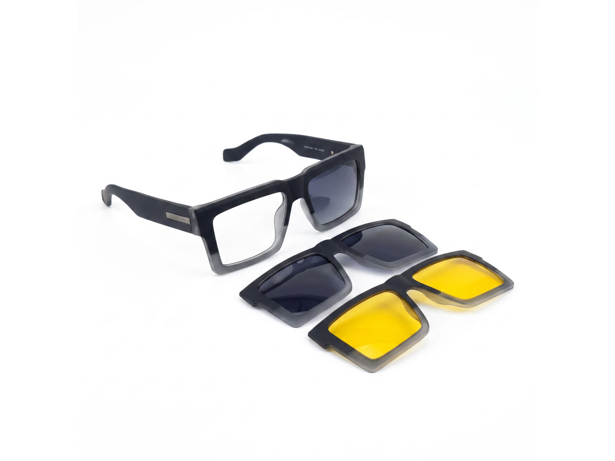 Coco Man 4-in-1 Magnetic Clip-On Set — Matte Gradient Grey — Specialized Frames in Matte Gradient Grey