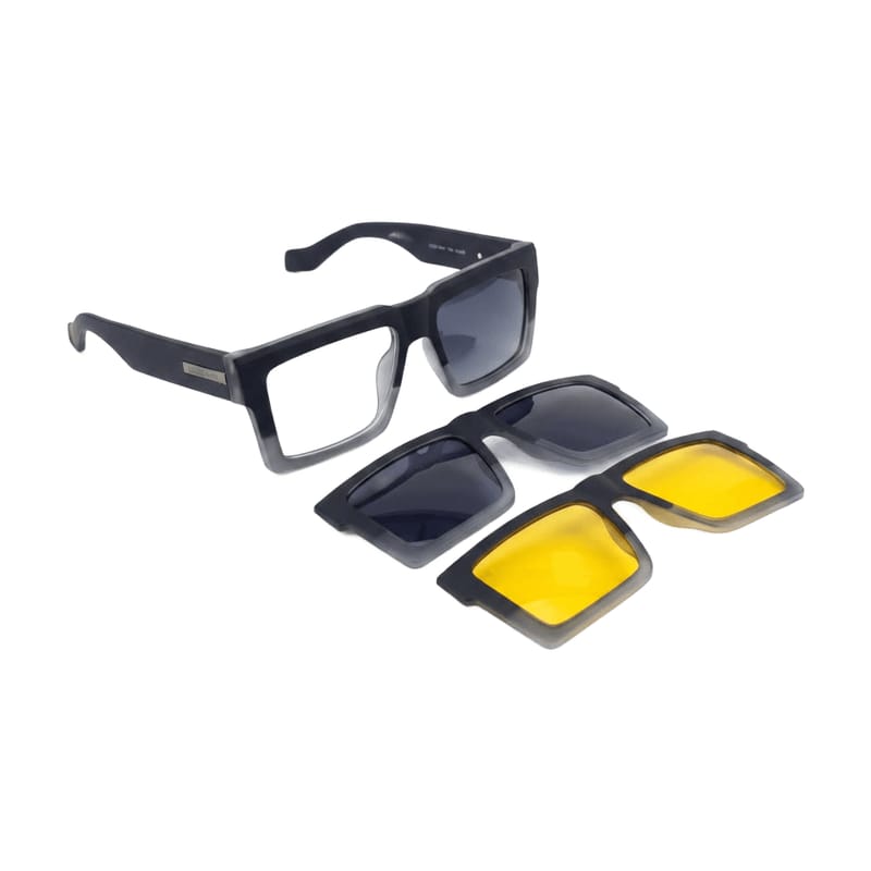 Coco Man 4-in-1 Magnetic Clip-On Set — Matte Gradient Grey — Specialized Frames in Matte Gradient Grey