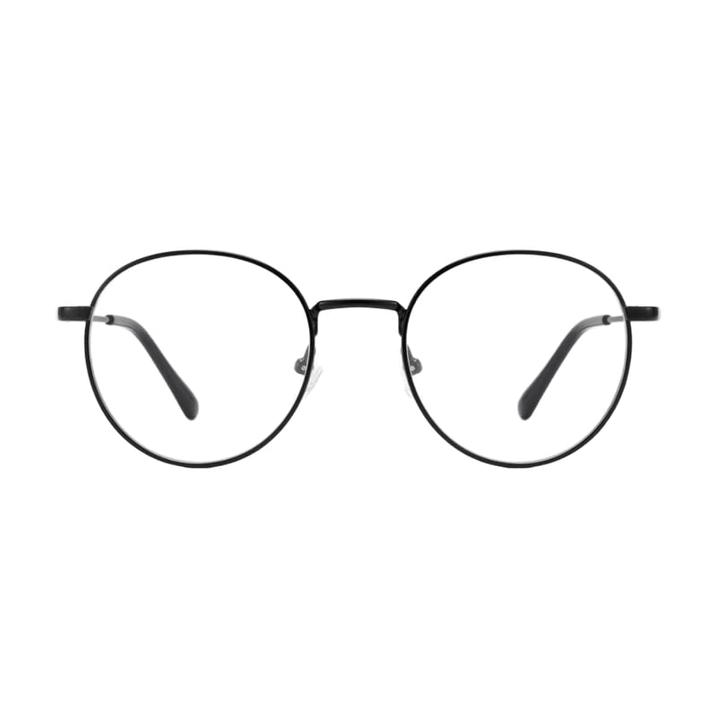 Women's Slim Round Metal Frame — Chrome + Dark Black — Eyeglasses in Chrome + Dark Black