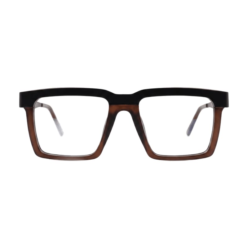 Men's Bold flat-top square acetate — Matte Brown + Black — Eyeglasses in Matte Brown + Black