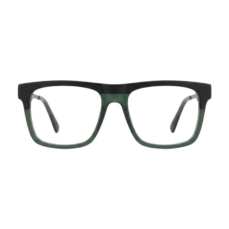 Men's Bold flat-top square acetate — Matte Black + Green (202413) — Eyeglasses in Matte Black + Green