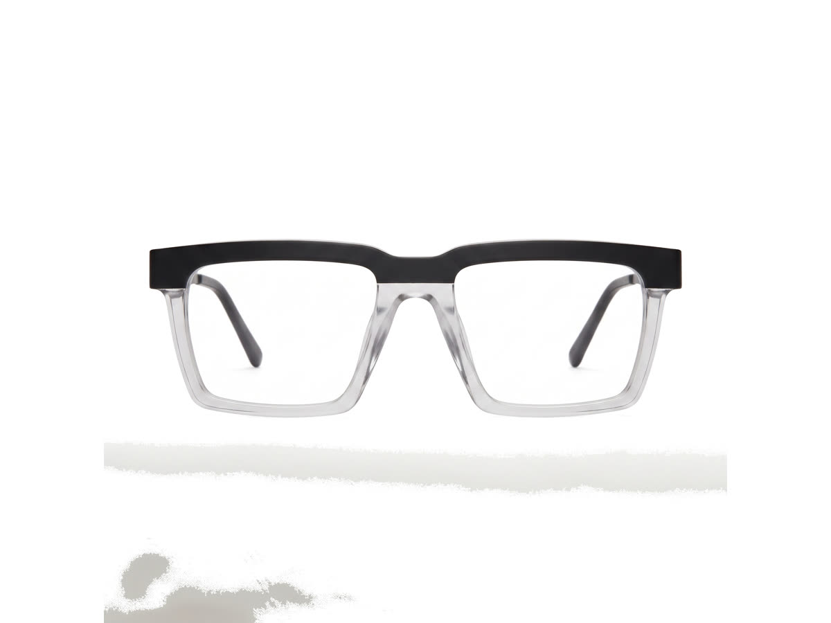 Men's Bold flat-top square acetate — Matte White + Black (202413) — Eyeglasses in Matte White + Black