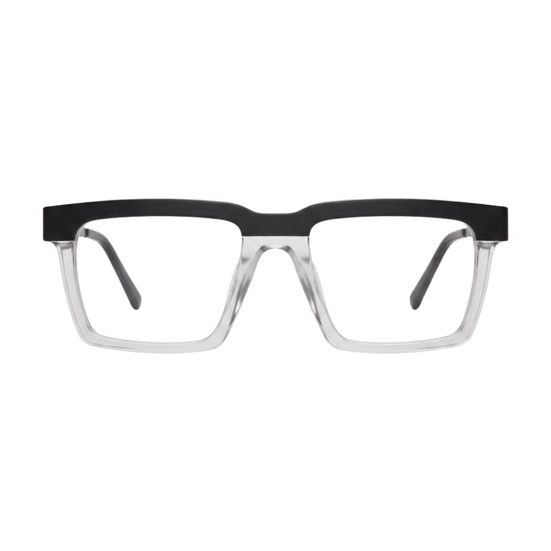 Men's Bold flat-top square acetate — Matte White + Black (202413) — Eyeglasses in Matte White + Black