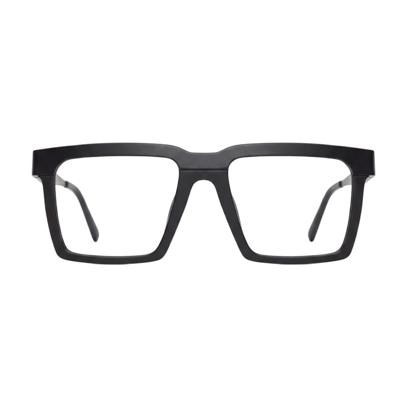 Men's Bold flat-top square acetate — Matte Black + Purplish Grey — Eyeglasses in Matte Black + Purplish Grey
