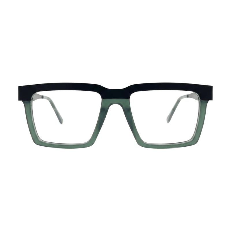 Men's Bold flat-top square acetate — Matte Green + Black (202413) — Eyeglasses in Matte Green + Black