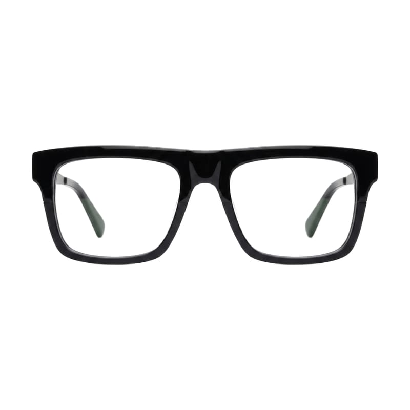 Men's Bold flat-top square acetate — Gloss Black + Matte Black — Eyeglasses in Gloss Black + Matte Black