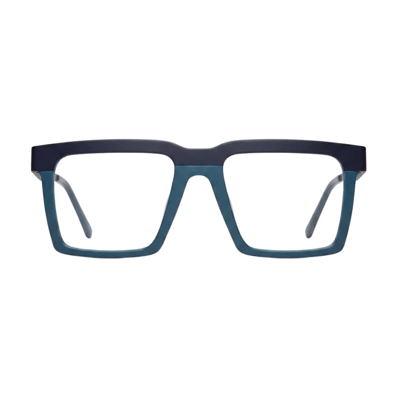 Men's Bold flat-top square acetate — Matte Blue + Blue — Eyeglasses in Matte Blue + Blue