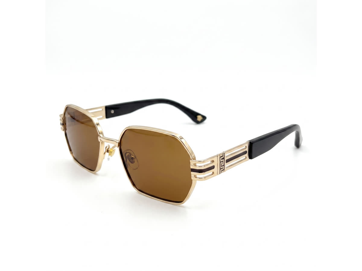 Men's Octagonal Metal Sunglasses — Golden · Brown Tint — Sunglasses in Golden