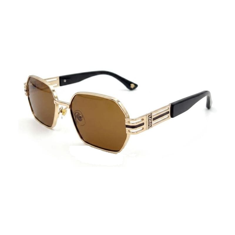 Men's Octagonal Metal Sunglasses — Golden · Brown Tint — Sunglasses in Golden