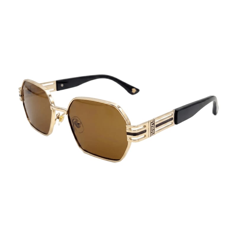 Men's Octagonal Metal Sunglasses — Golden · Brown Tint — Sunglasses in Golden