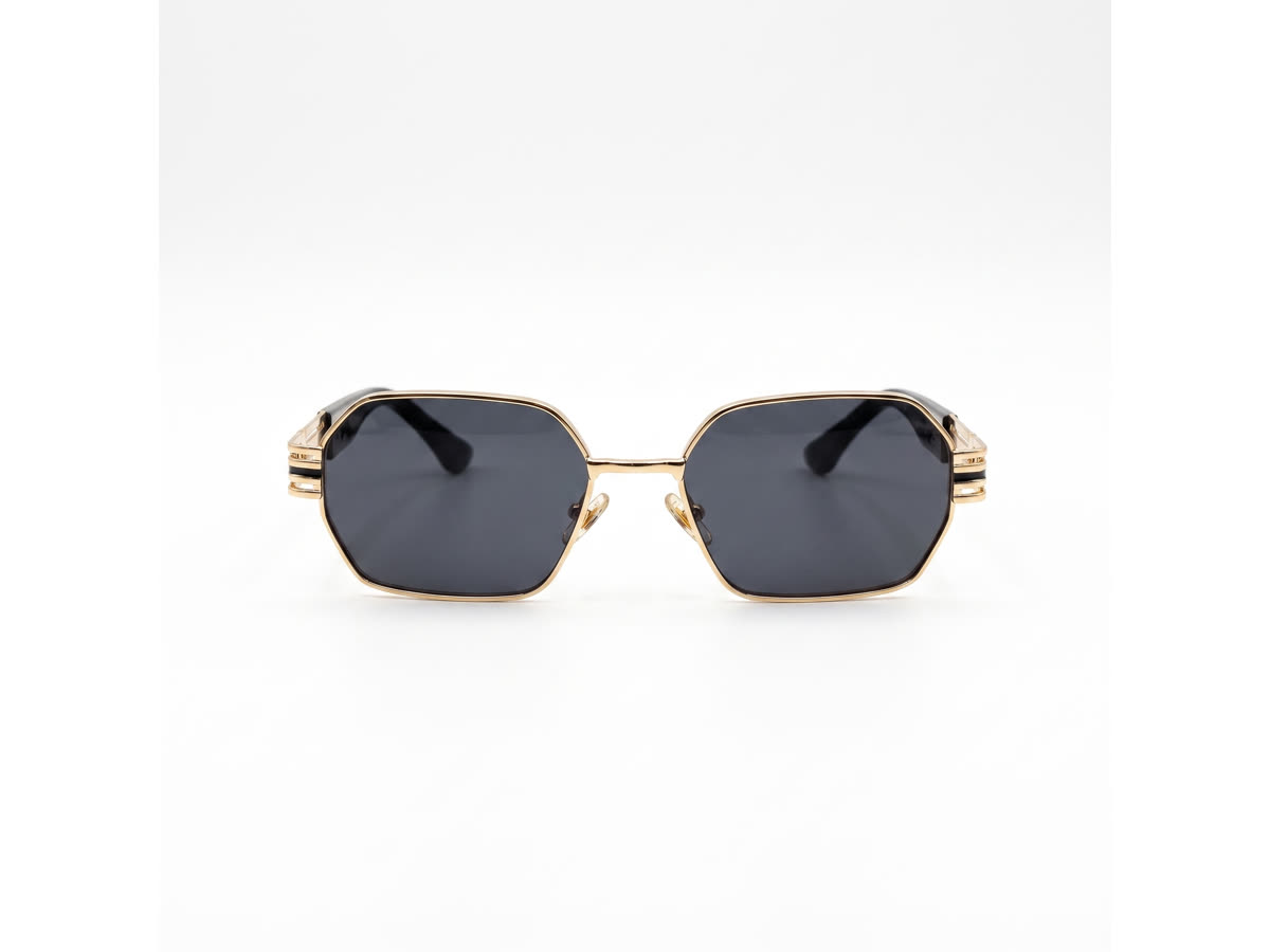 Men's Octagonal Metal Sunglasses — Golden · Black Tint — Sunglasses in Golden, Metal