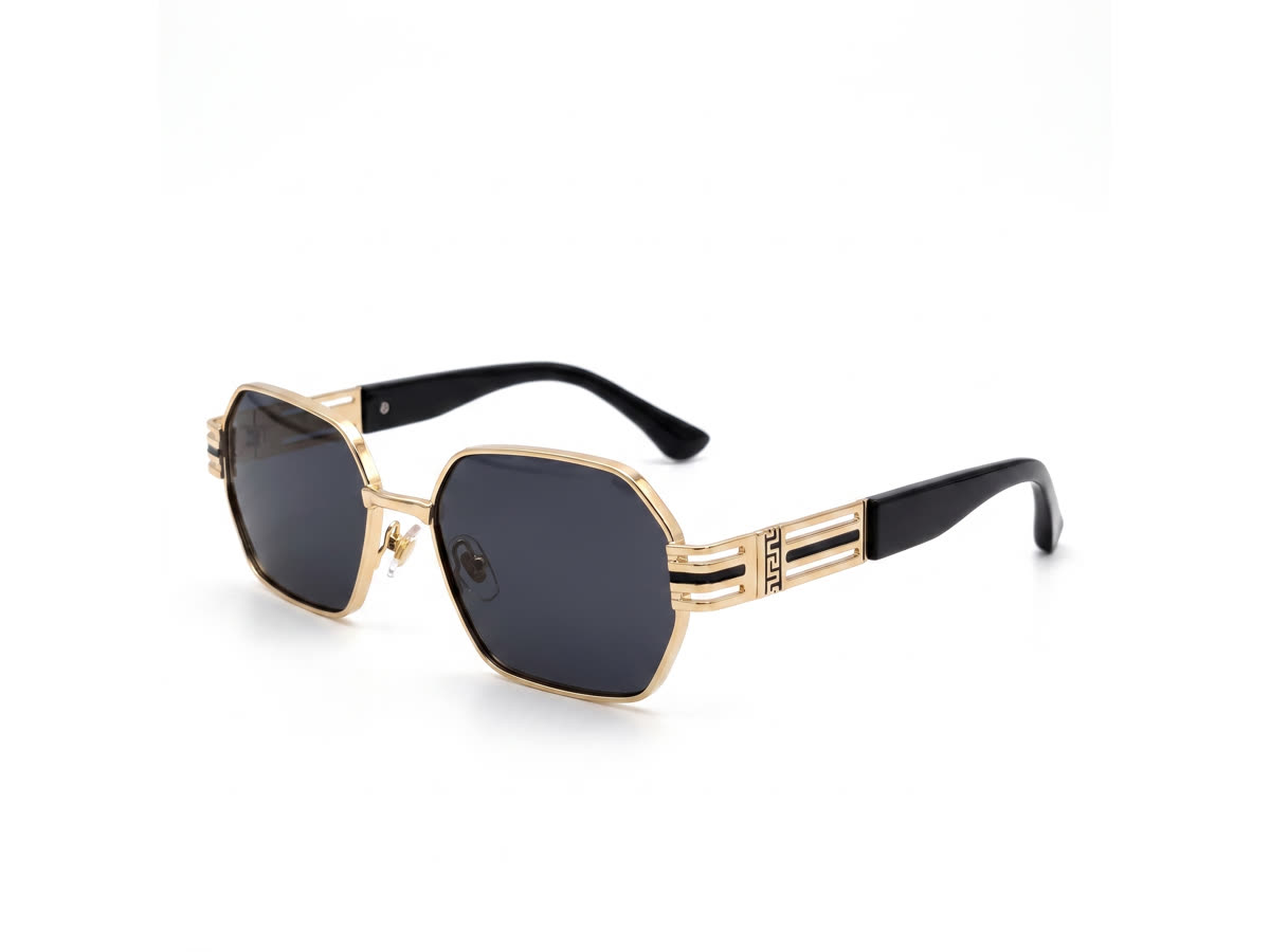 Men's Octagonal Metal Sunglasses — Golden · Black Tint — Sunglasses in Golden