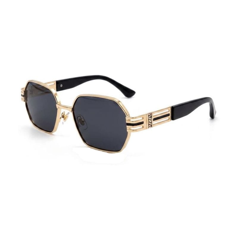 Men's Octagonal Metal Sunglasses — Golden · Black Tint — Sunglasses in Golden