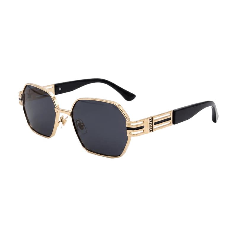Men's Octagonal Metal Sunglasses — Golden · Black Tint — Sunglasses in Golden
