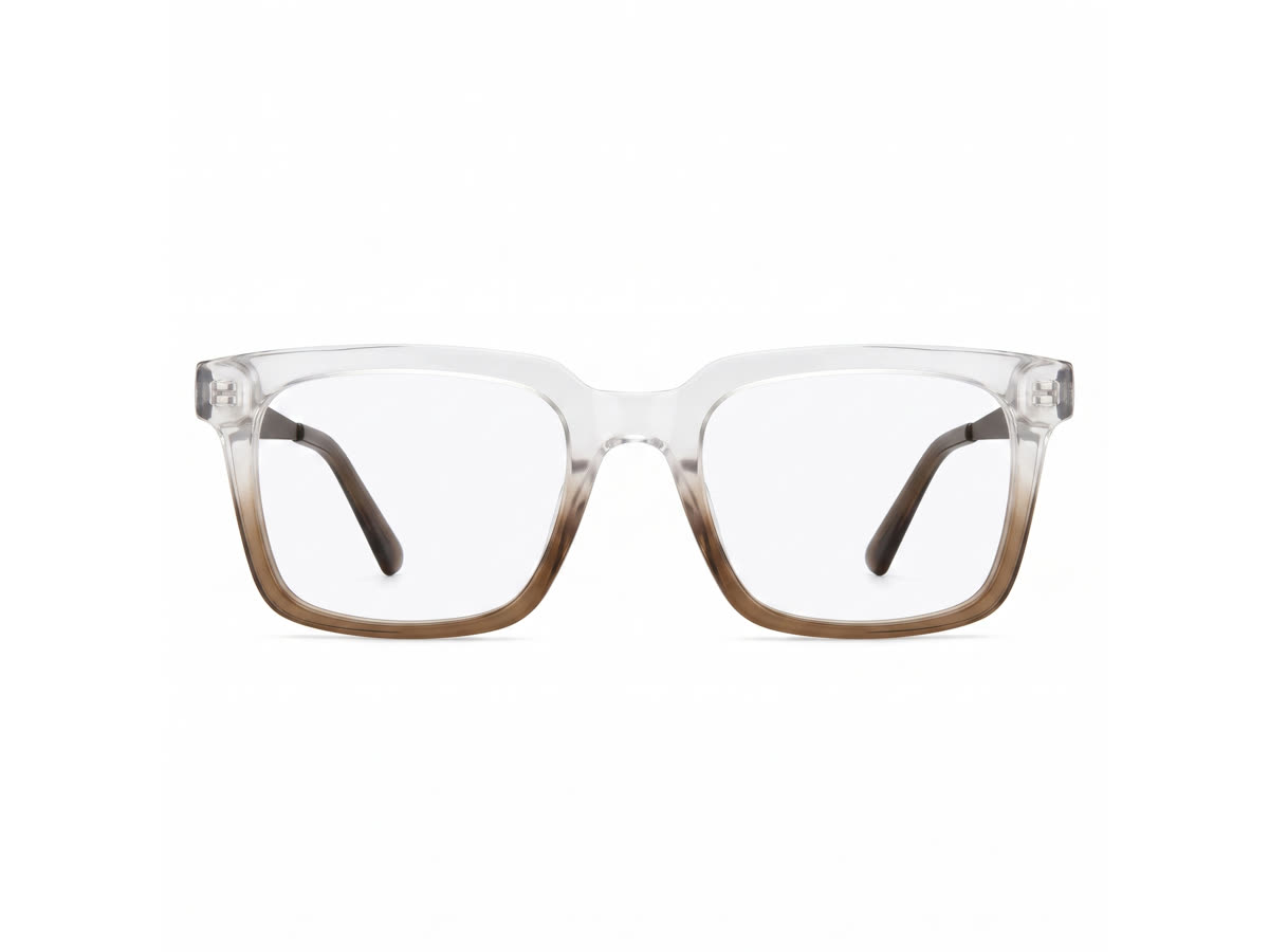 Men's Bold flat-top square acetate — Translucent White + Bronze — Eyeglasses in Translucent White + Bronze