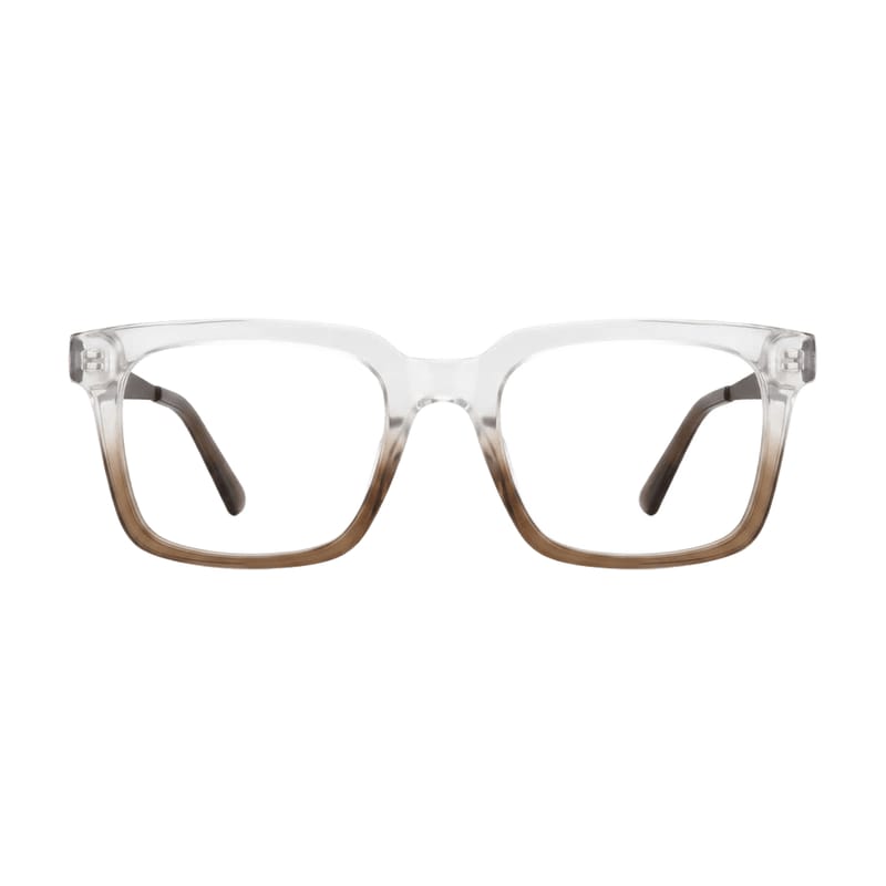 Men's Bold flat-top square acetate — Translucent White + Bronze — Eyeglasses in Translucent White + Bronze