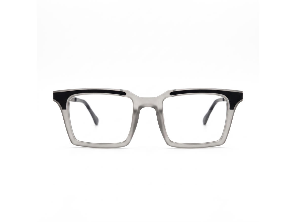 Men's Bold flat-top square acetate — Matte White + Black (202414) — Eyeglasses in Matte White + Black