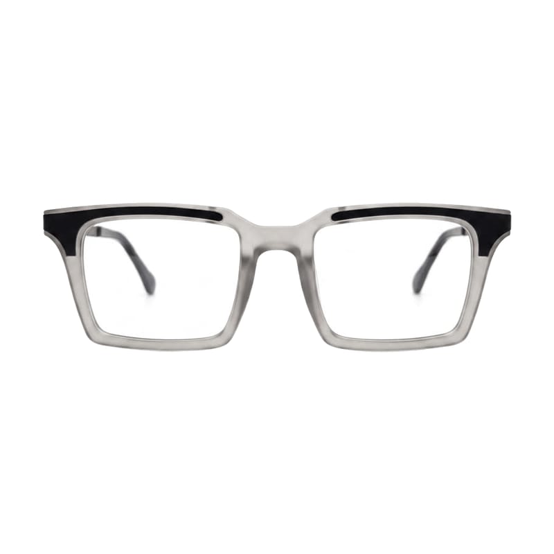 Men's Bold flat-top square acetate — Matte White + Black (202414) — Eyeglasses in Matte White + Black