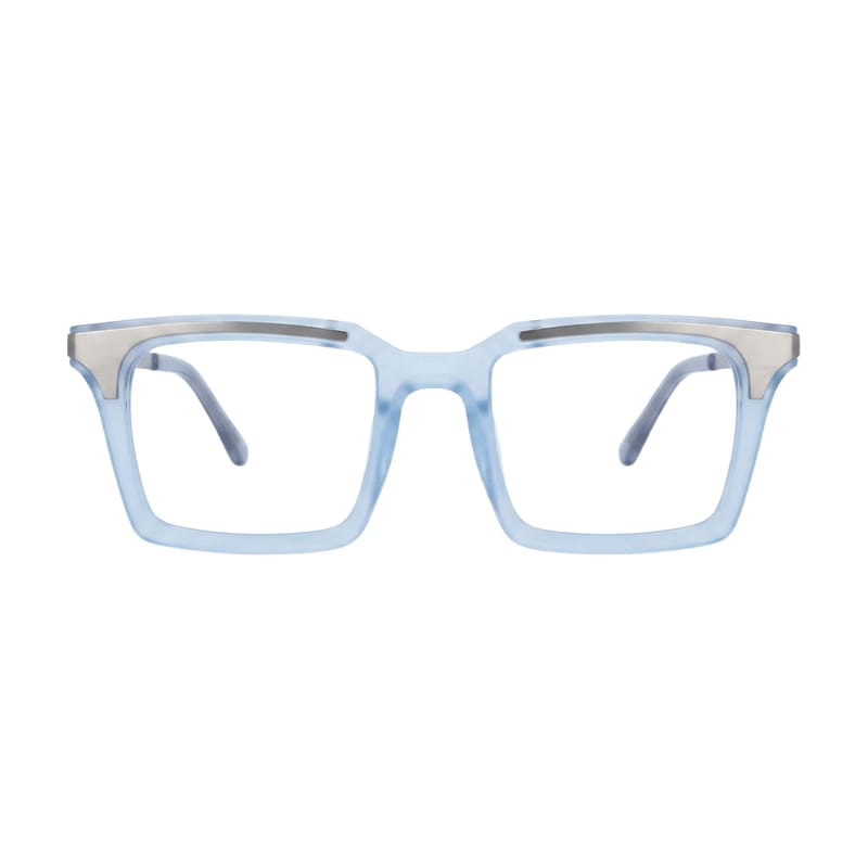 Men's Bold flat-top square acetate — Matte Light Blue + Silver — Eyeglasses in Matte Light Blue + Silver