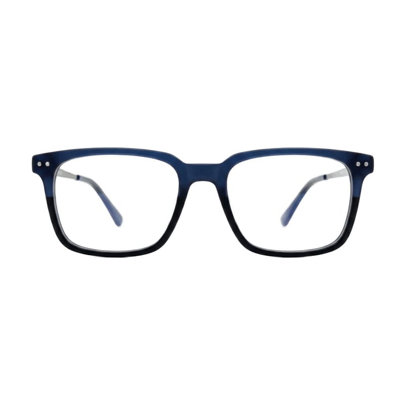 Men's Bold flat-top square acetate — Matte Dark Blue + Black — Eyeglasses in Matte Dark Blue + Black
