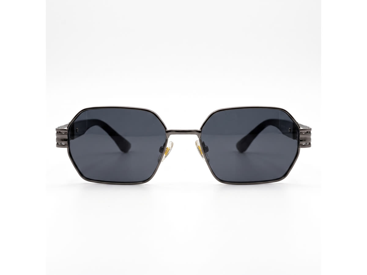 Men's Octagonal Metal Sunglasses — Gun Metallic · Black Tint — Sunglasses in Gun Metallic, Metal