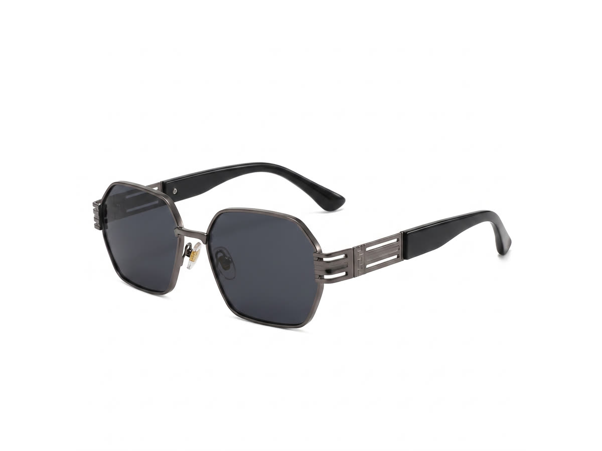 Men's Octagonal Metal Sunglasses — Gun Metallic · Black Tint — Sunglasses in Gun Metallic