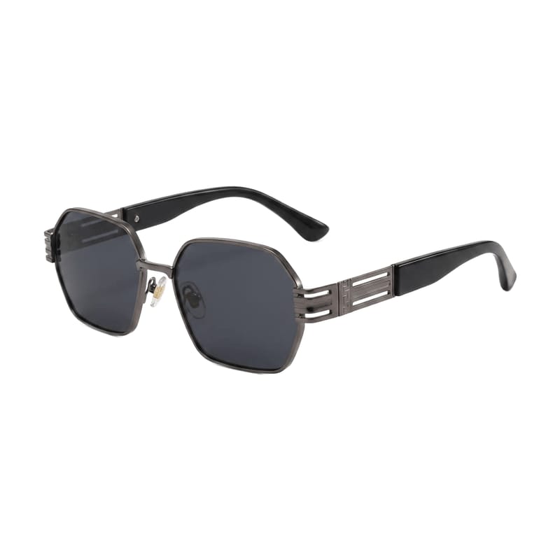 Men's Octagonal Metal Sunglasses — Gun Metallic · Black Tint — Sunglasses in Gun Metallic