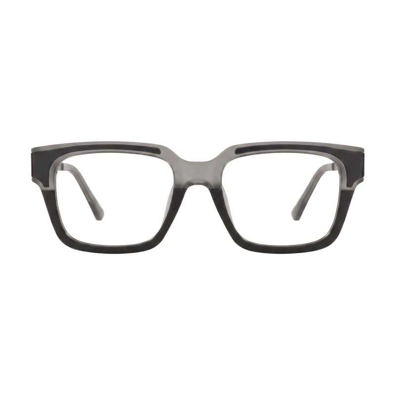 Men's Bold flat-top square acetate — Matte Grey + Black (202411) — Eyeglasses in Matte Grey + Black
