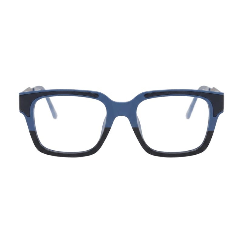 Men's Bold flat-top square acetate — Matte Blue + Black — Eyeglasses in Matte Blue + Black