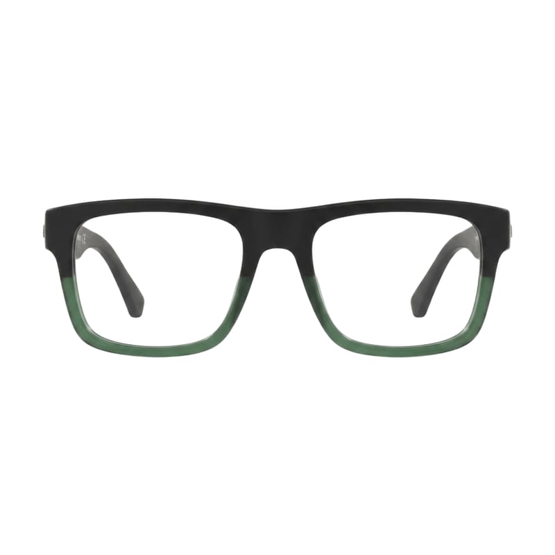 Men's Bold flat-top square acetate — Matte Black + Green (202411) — Eyeglasses in Matte Black + Green