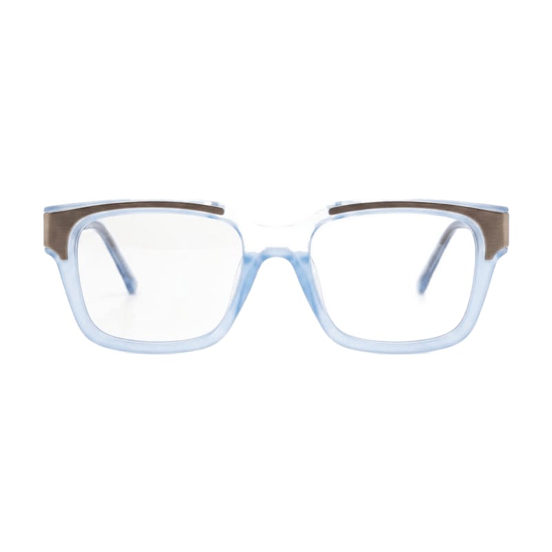 Men's Bold flat-top square acetate — Light Blue + Bronze — Eyeglasses in Light Blue + Bronze