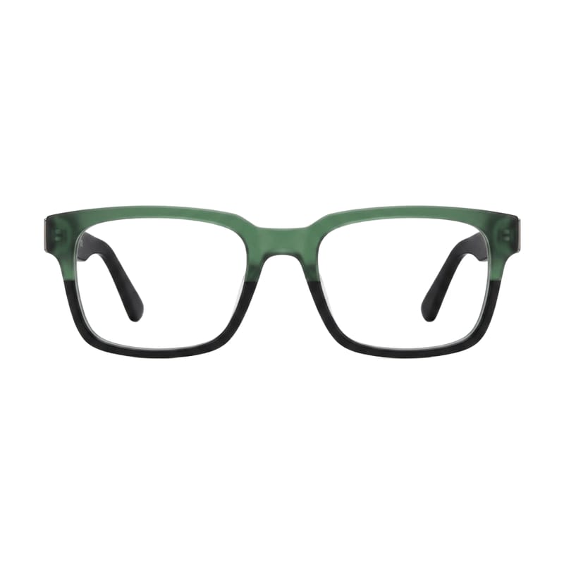 Men's Bold flat-top square acetate — Matte Green + Black (202411) — Eyeglasses in Matte Green + Black