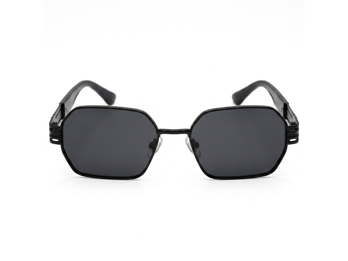 Men's Octagonal Metal Sunglasses — Matte Black · Black Tint — Sunglasses in Matte Black, Metal