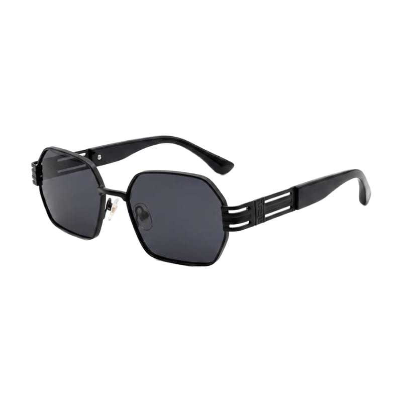 Men's Octagonal Metal Sunglasses — Matte Black · Black Tint — Sunglasses in Matte Black