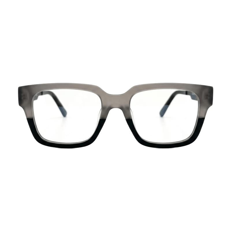 Men's Bold flat-top square acetate — Matte Smoky Grey + Black — Eyeglasses in Matte Smoky Grey + Black