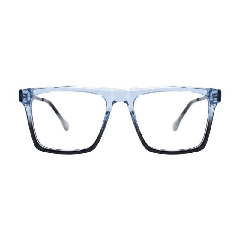 Men's Rectangular crystal acetate — Transparent Blue + Black — Eyeglasses in Transparent Blue + Black