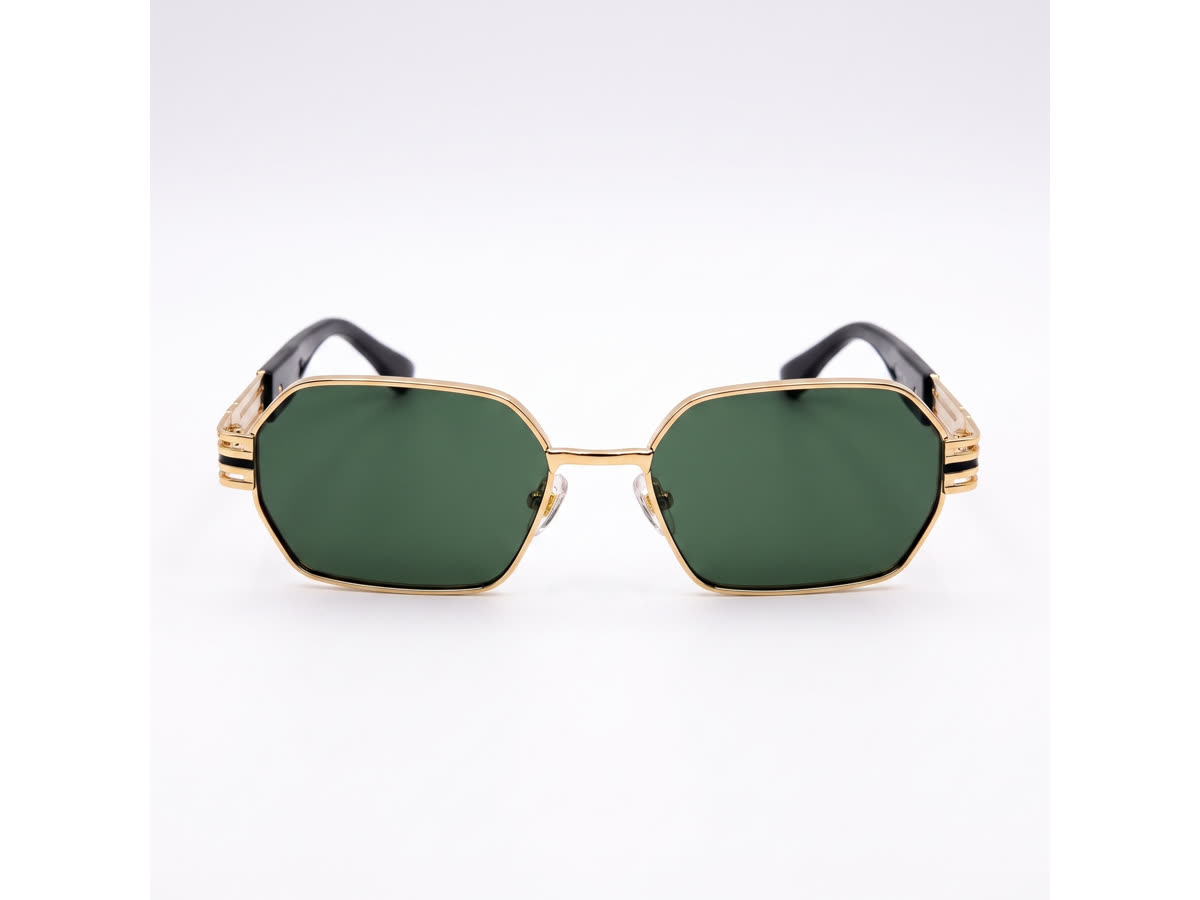 Men's Octagonal Metal Sunglasses — Golden · Green Tint — Sunglasses in Golden, Metal