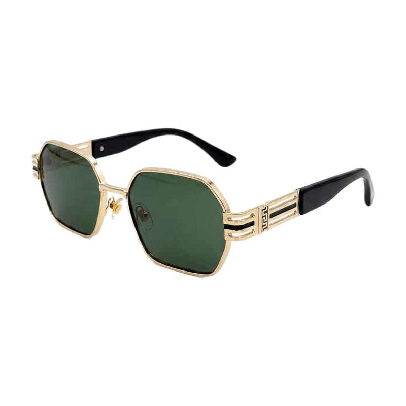 Men's Octagonal Metal Sunglasses — Golden · Green Tint — Sunglasses in Golden